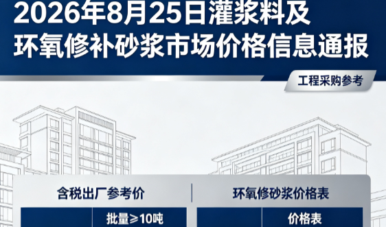 吉县2026年8月25日灌浆料及环氧修补砂浆市场价格信息通报